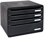 Exacompta Classic Schubladenbox Kunststoff Schwarz 4 Sch&uuml;be 35,5 x 27 x 27,1 cm DIN