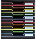 Exacompta Modul Schubladenbox PS (Polystyrol) Mehrfarbig 10 Sch&uuml;be 35 x 28,8 x 32 cm