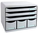 Exacompta Classic Schubladenbox Kunststoff Grau 6 Sch&uuml;be 35,5 x 27 x 27,1 cm DIN A4+