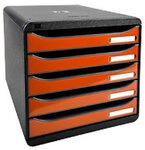 Exacompta ECOBlack Schubladenbox Kunststoff Orange, Schwarz 5 Sch&uuml;be 27,8 x 34,7 x