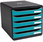 Exacompta Skandi Schubladenboxen PS (Polystyrol) Schwarz, Pazifikblau 5 Sch&uuml;be...