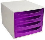 Exacompta Classic Schubladenbox Kunststoff Grau, Violett 4 Sch&uuml;be 28,4 x 34,8 x 23,4