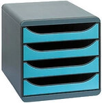 Exacompta Classic Schubladenbox PS (Polystyrol) Blau, Grau 4 Sch&uuml;be 34,7 x 26,7 x