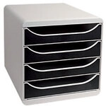Exacompta Schubladenbox PS (Polystyrol) Grau, Schwarz 4 Sch&uuml;be 27,8 x 34,7 x 26,7 cm