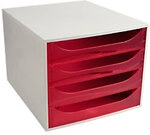 Exacompta Classic Schubladenbox Kunststoff Grau, Rot 4 Sch&uuml;be 28,4 x 34,8 x 23,4 cm