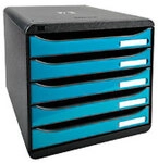 Exacompta ECOBlack Schubladenbox Kunststoff Schwarz, T&uuml;rkis 5 Sch&uuml;be 27,8 x 34,7 x