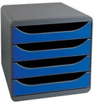 Exacompta Schubladenbox Polystyrol Blau, Grau 4 Sch&uuml;be 27,1 x 34,7 x 27,8 cm 8472915