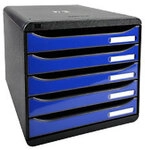 Exacompta ECOBlack Schubladenbox Kunststoff Blau, Schwarz 5 Sch&uuml;be 27,8 x 34,7 x