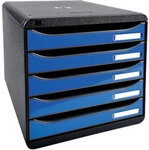 Exacompta Schubladenbox Big-Box DIN A4 350 Blatt Schwarz, Eisblau 27,8 x 34,7 x 27,1
