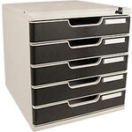 Exacompta Office Schubladenbox Kunststoff Schwarz 5 Sch&uuml;be 28,8 x 35 x 32 cm DIN A4+
