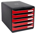Exacompta ECOBlack Schubladenbox Kunststoff Rot, Schwarz 5 Sch&uuml;be 27,8 x 34,7 x 27,1