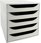 Exacompta Classic Schubladenbox Kunststoff Grau 5 Sch&uuml;be 28,4 x 34,8 x 29 cm DIN A4+