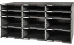 Exacompta ECOBlack Schubladenbox Kunststoff Dunkelgrau 12 Sch&uuml;be 86,4 x 35,4 x 42,2