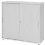 Hammerbacher Schrank Spanplatte 4 Fachb&ouml;den abschlie&szlig;bar Grau 1148529