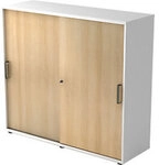 Hammerbacher Schiebet&uuml;renschrank Spanplatte 2 Fachb&ouml;den abschlie&szlig;bar 1.200 x...