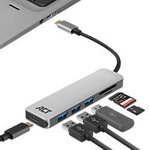 ACT USB-C Hub Kartenleser AC7050 Grau, Schwarz 0.15 m 1037212