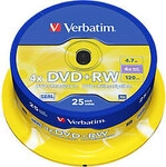 Verbatim DVD+RW Spindle Silber 4x 4.7 GB 25 St&uuml;ck 5048190