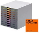 DURABLE VARICOLOR Schubladenbox Kunststoff Mehrfarbig 10 Sch&uuml;be 28 x 35,6 x...
