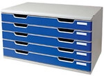 Exacompta Classic Schubladenbox PS (Polystyrol) Blau, Grau 5 Sch&uuml;be 57,6 x 35 x 32
