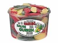 Haribo Saure Gurken Erdbeere, Himbeere, Zitrone Fruchtgummi 150 Stück Packung 1350 g