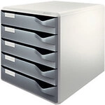 Leitz Schubladen PS (Polystyrol) Grau 5 Sch&uuml;be 28,5 x 35,5 x 29 cm DIN A4+ 5280-GU