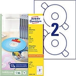 AVERY Zweckform CD/DVD Etiketten L6043-100 haftend DIN A4 Wei&szlig; 100 Blatt &agrave; 2