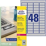 AVERY Zweckform Typenschildetiketten L6009-20 Selbsthaftend DIN A4 Silber 45,7 x 21,2