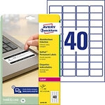 AVERY Zweckform L6145-20 Etiketten Abziehsicher DIN A4 Wei&szlig; 45,7 x 25,4 mm 20 Blatt