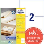 AVERY Zweckform Universaletiketten LR3655 Selbstklebend DIN A4 Naturwei&szlig; 21 x 14,8