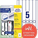 AVERY Zweckform ultragrip Ordneretiketten Haftend Schmal L4758-10 DIN A4 38 x 297 mm