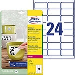 AVERY Zweckform L4773REV-20 Wetterfeste Etiketten DIN A4 Wei&szlig; 63,5 x 33,9 mm 20
