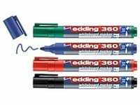 edding 360 Whiteboard-Marker Farbig sortiert Mittel Rundspitze 1,5 - 3 mm 4 Stück