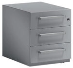 Bisley Rollcontainer Note 3 Schubladen mit Frontgriff Silber 420 x 565 x 495 mm