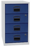 Bisley Home Beistellschrank 4 Schubladen Lichtgrau, Oxfordblau 413 x 400 x 672 mm