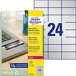 AVERY Zweckform Typenschildetiketten L6133-20 Selbsthaftend DIN A4 Silber 70 x 37 mm