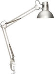Maul MAULstudy Klemmbar Schreibtischlampe LED E27 Ohne Leuchtmittel Silber Steckdose