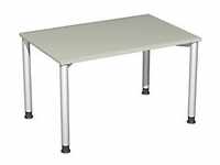 4 Fuß Flex Schreibtisch höhenverstellbar, 1200x800x680-800, Lichtgrau/Silber