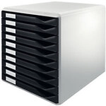 Leitz Schubladenbox Kunststoff Schwarz 10 Sch&uuml;be 28,5 x 35,5 x 29 cm DIN A4 5281-SZ