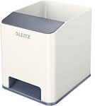 Leitz WOW Sound Stiftehalter Duo Colour Wei&szlig;, Grau 9 x 10 x 10,1 cm 5254033