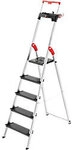 Hailo Stufenleiter L100 Topline Silber 5 Stufen 48 x 101 x 187 cm 1012067