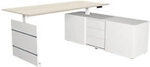 Kerkmann Move 3 Sitz-Stehschreibtisch Freiform Ahorn T-Fu&szlig; 3 Schubladen 1.800 (B) x