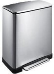 EKO Edelstahl Treteimer 46 L 50 (B) x 34,5 (T) x 65 (H) cm Silber 1195724