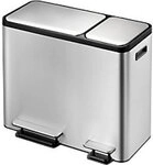 EKO Treteimer Edelstahl 45 L 60,5 (B) x 32,1 (T) x 49,2 (H) cm Silber EcoCasa 1202164