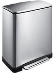 EKO Edelstahl Treteimer 50 L 50 (B) x 34,5 (T) x 65 (H) cm Silber 1195723