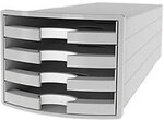 HAN Schubladen-Set PS (Polystyrol) Hellgrau 4 Sch&uuml;be 28 x 36,7 x 23,5 cm DIN A4