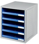 HAN Schubladen Kunststoff Blau, Hellgrau 5 Sch&uuml;be 27,5 x 33 x 32 cm DIN A4 1401-BU