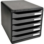 Exacompta ECOBlack Schubladenbox Kunststoff Schwarz, Silber 5 Sch&uuml;be 27,8 x 34,7 x