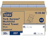 Tork Xpress Universal Papierhandt&uuml;cher H2 Blau 2-lagig 150388 20 St&uuml;ck &agrave; 237...