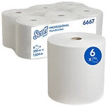 Scott Mainline Papierhandt&uuml;cher Gerollt Wei&szlig; 1-lagig 1824 m 6667 6 Rollen &agrave; 304 m