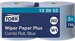 Tork Premium Wischt&uuml;cher W1, W2 Gerollt Blau 2-lagig 0.524 m 130052 2 Rollen &agrave; 750